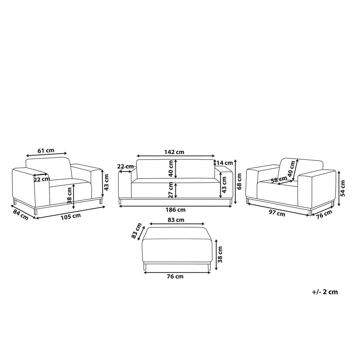 Beliani - ROVIGO - Loungeset Voor 5 - Beige|Zwart - Polyester 13 Beliani - ROVIGO - Loungeset Voor 5 - Beige|Zwart - Polyester - Afbeelding 11
