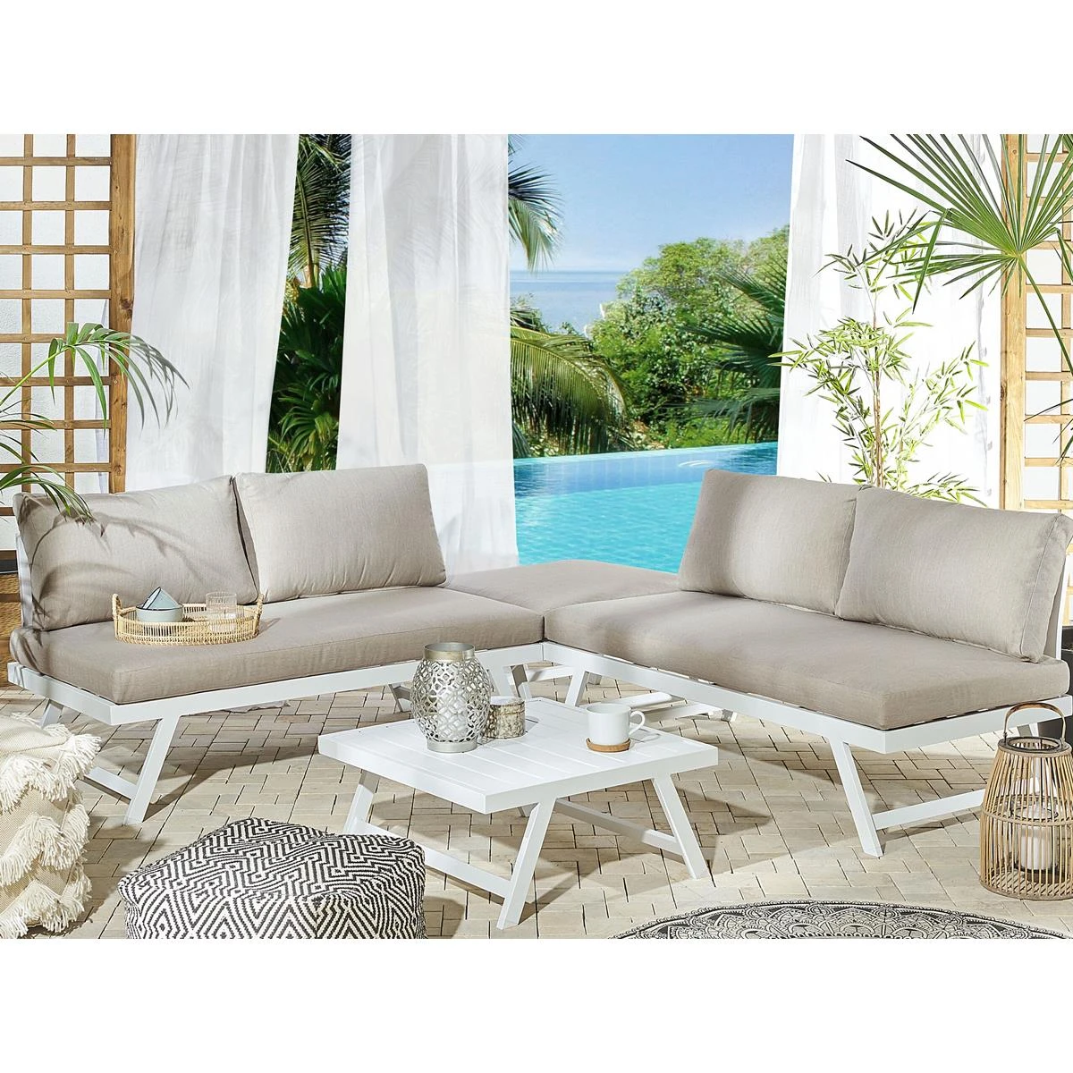 Beliani - COCCORINO - Loungeset Voor 5 - Grijs - Aluminium 4 Beliani - COCCORINO - Loungeset Voor 5 - Grijs - Aluminium - Afbeelding 2