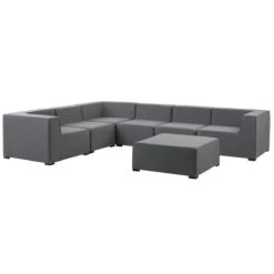 Beliani - AREZZO - Loungeset Voor 7 Rechtszijdig - Grijs - Polyester 16 Beliani - AREZZO - Loungeset Voor 7 Rechtszijdig - Grijs - Polyester -Tuinproducten 9449829