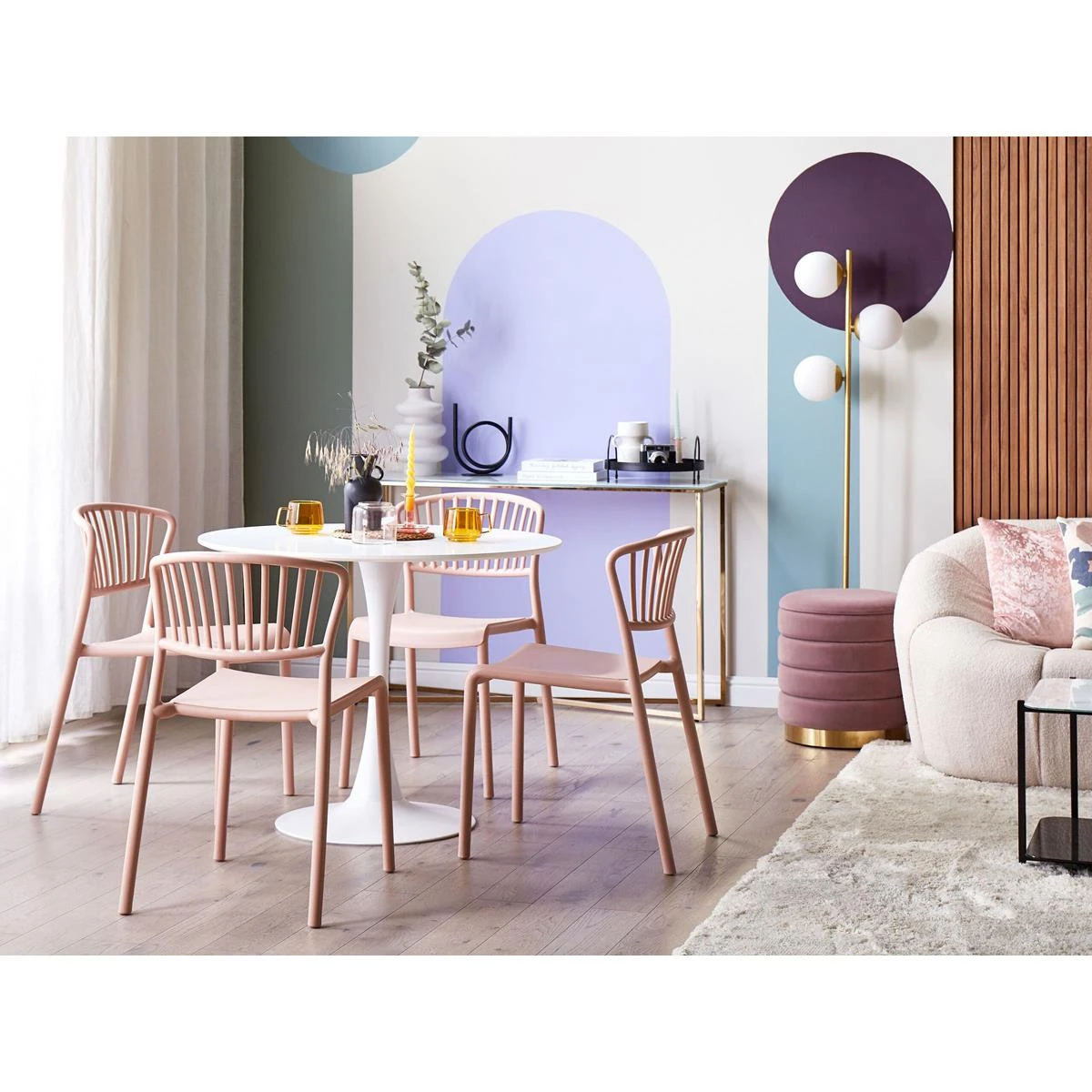 Beliani - GELA - Tuinstoel Set Van 4 - Roze - Polypropyleen 4 Beliani - GELA - Tuinstoel Set Van 4 - Roze - Polypropyleen - Afbeelding 2