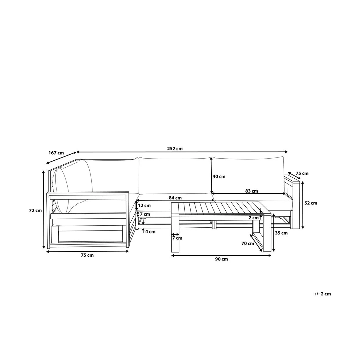 Beliani-TIMOR-Loungeset Voor 4-Lichte Houtkleur-FSC® Acaciahout 14 Beliani-TIMOR-Loungeset Voor 4-Lichte Houtkleur-FSC® Acaciahout - Afbeelding 12