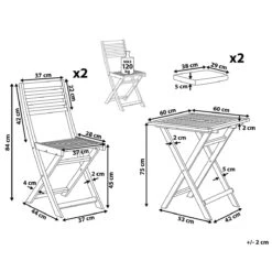 Beliani - FIJI - Bistroset Voor 2 - Wit |Blauw - Acaciahout 16 Beliani - FIJI - Bistroset Voor 2 - Wit |Blauw - Acaciahout -Tuinproducten 9451427