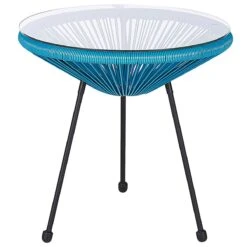 Beliani - ACAPULCO - Bistroset Voor 2 - Blauw - PE Rotan -Tuinproducten 9451456
