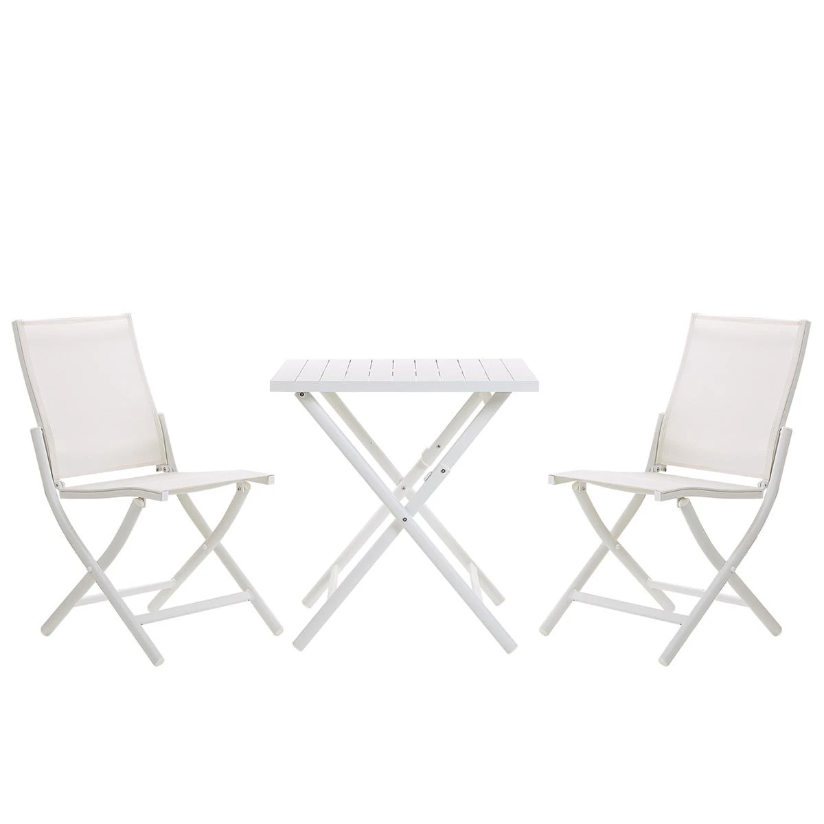 Beliani - CAORLE - Bistroset Voor 2 - Wit - Aluminium 3 Beliani - CAORLE - Bistroset Voor 2 - Wit - Aluminium