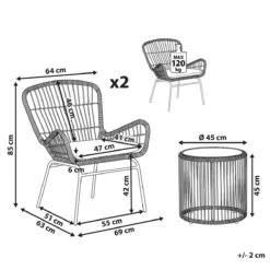 Beliani - LABICO - Bistroset Voor 2 - Natuurlijk - PE Rotan -Tuinproducten 9451473