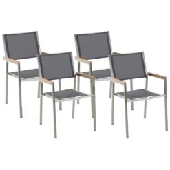 Beliani - GROSSETO - Tuinstoel Set Van 4 - Grijs - Polyester