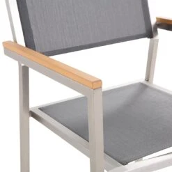 Beliani - GROSSETO - Tuinstoel Set Van 4 - Grijs - Polyester -Tuinproducten 9451809