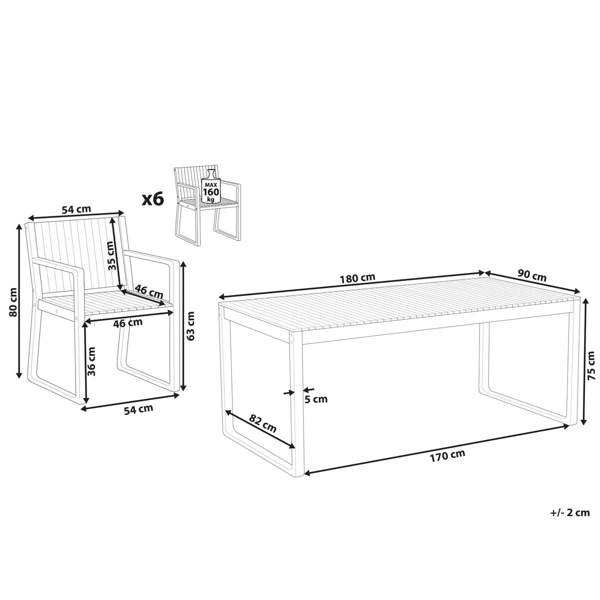 Beliani - SASSARI - Tuinset Voor 6 - Lichte Houtkleur - Acaciahout 13 Beliani - SASSARI - Tuinset Voor 6 - Lichte Houtkleur - Acaciahout - Afbeelding 11