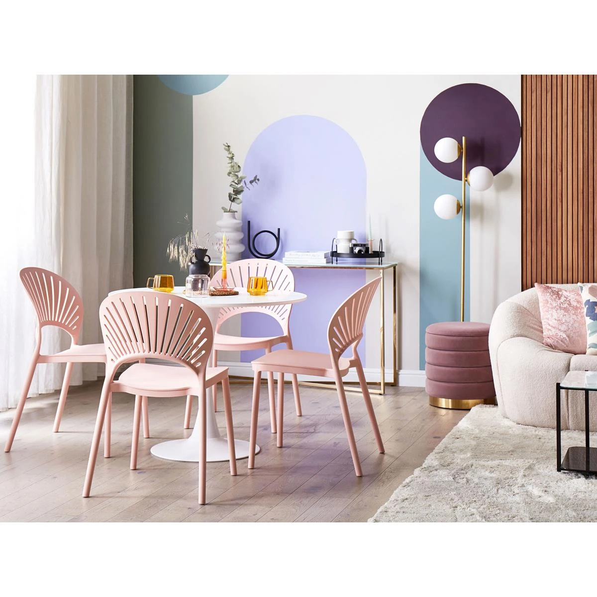 Beliani - OSTIA - Tuinstoel Set Van 4 - Roze - Polypropyleen 4 Beliani - OSTIA - Tuinstoel Set Van 4 - Roze - Polypropyleen - Afbeelding 2