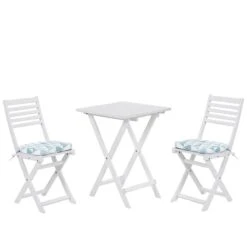 Beliani - FIJI - Bistroset Voor 2 - Wit |Blauw - Acaciahout