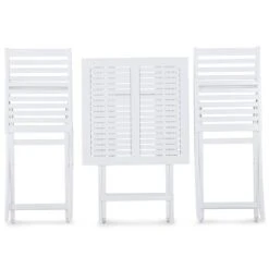 Beliani - FIJI - Bistroset Voor 2 - Wit |Blauw - Acaciahout 13 Beliani - FIJI - Bistroset Voor 2 - Wit |Blauw - Acaciahout -Tuinproducten 9453827