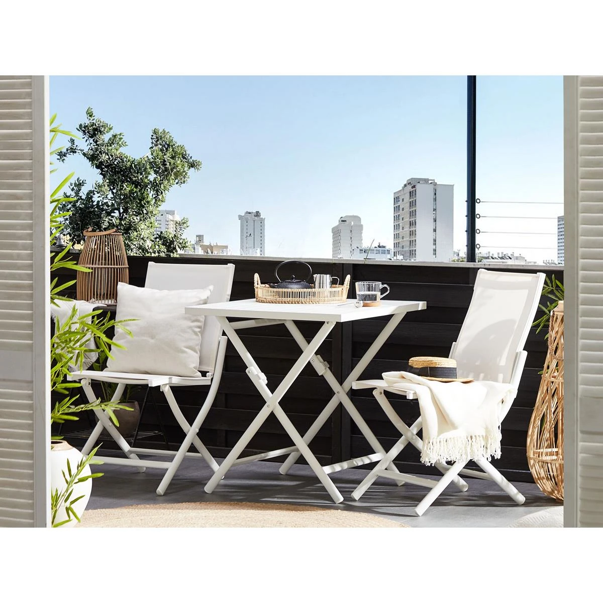 Beliani - CAORLE - Bistroset Voor 2 - Wit - Aluminium 4 Beliani - CAORLE - Bistroset Voor 2 - Wit - Aluminium - Afbeelding 2