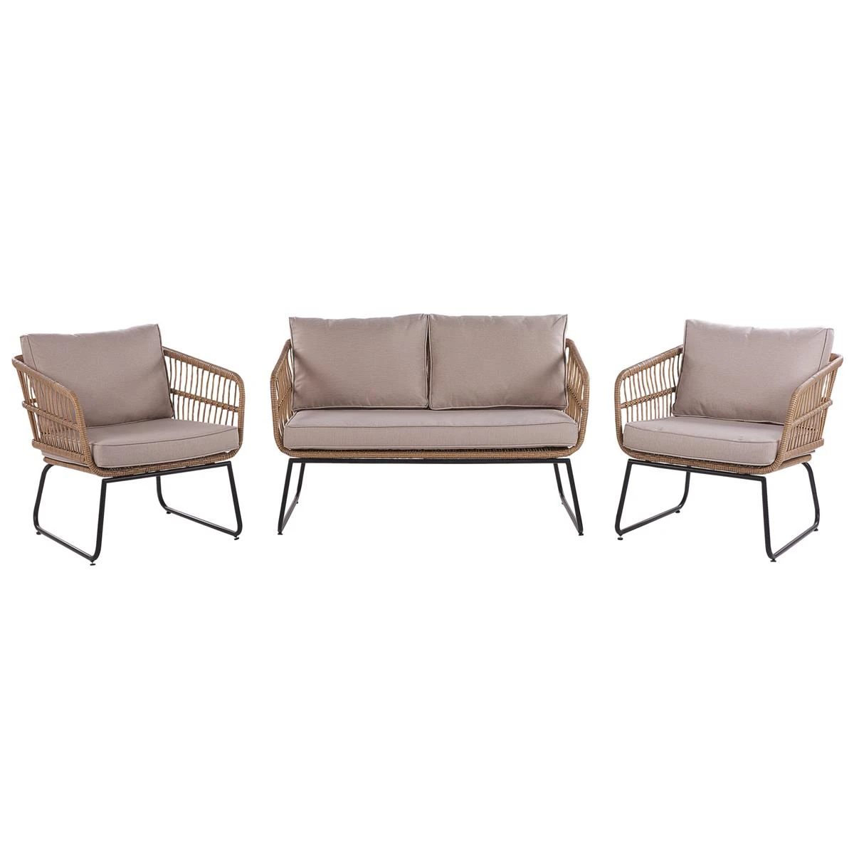 Beliani - RAVELLO - Loungeset Voor 4 - Natuurlijk - PE Rotan 5 Beliani - RAVELLO - Loungeset Voor 4 - Natuurlijk - PE Rotan - Afbeelding 3