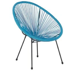Beliani - ACAPULCO - Bistroset Voor 2 - Blauw - PE Rotan -Tuinproducten 9454856