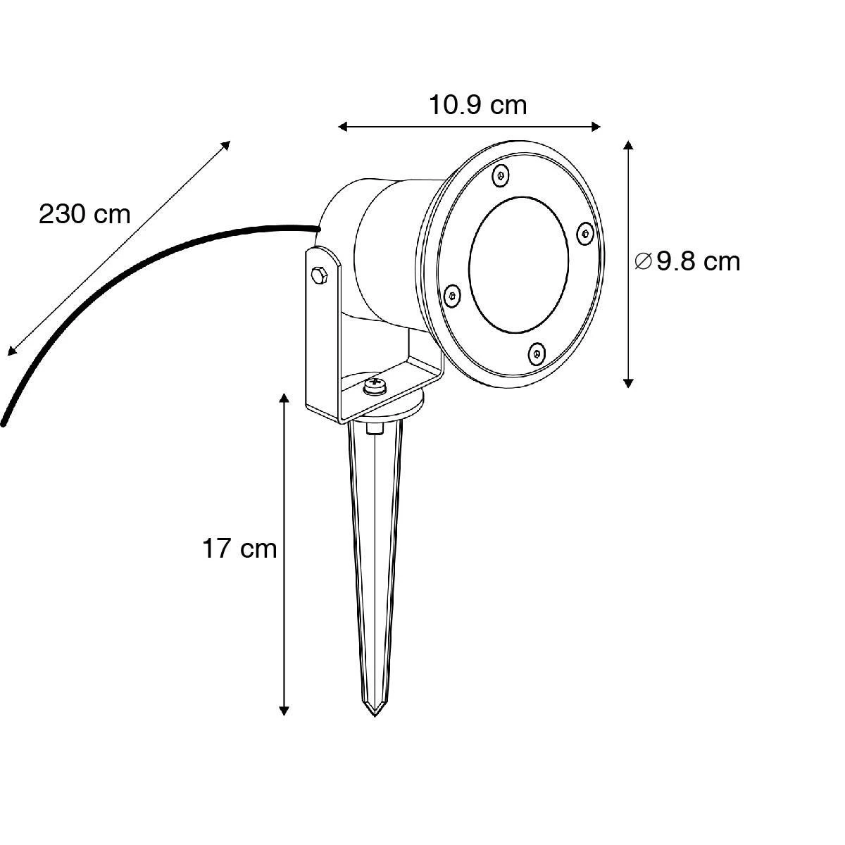 QAZQA Tuinspot Zwart Incl. Snoer En Stekker 230 Cm IP65 - Basic 8 QAZQA Tuinspot Zwart Incl. Snoer En Stekker 230 Cm IP65 - Basic - Afbeelding 6