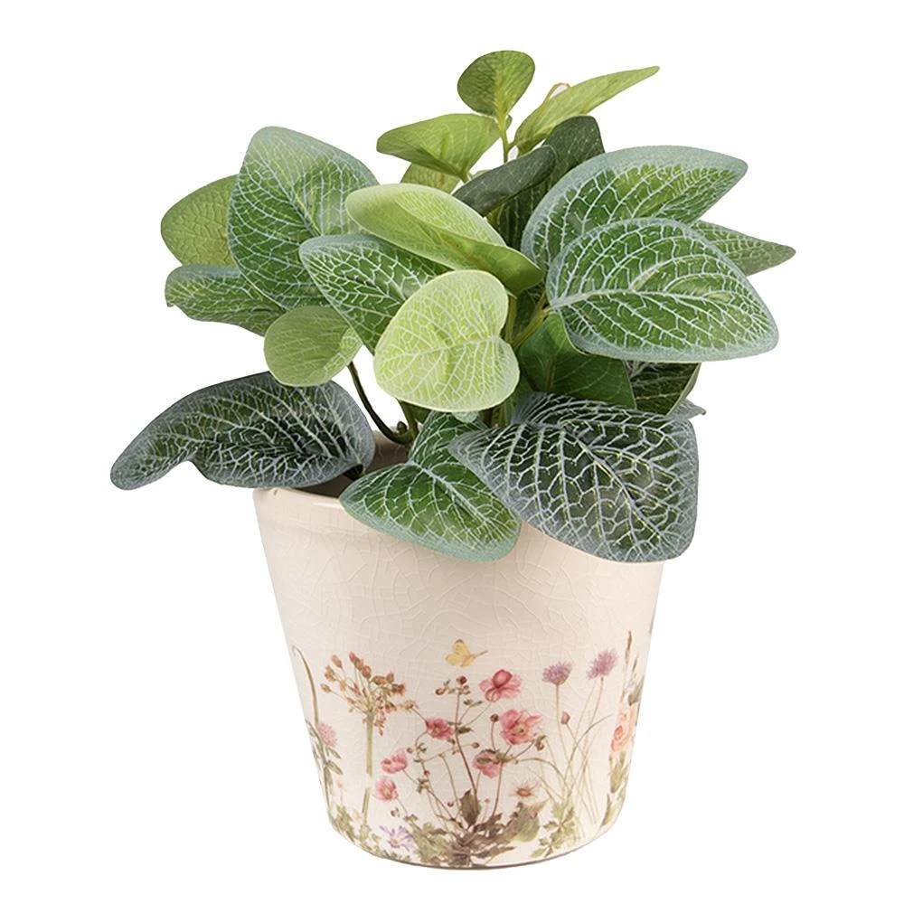 Clayre & Eef Bloempot Ø 12x10 Cm Roze Beige Keramiek Bloemen Bloempot 4 Clayre & Eef Bloempot Ø 12x10 Cm Roze Beige Keramiek Bloemen Bloempot - Afbeelding 2