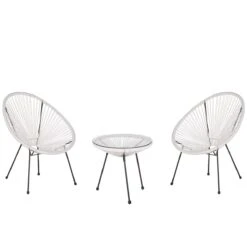 Beliani - ACAPULCO II - Bistroset Voor 2 - Wit - PE Rotan