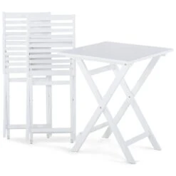 Beliani - FIJI - Bistroset Voor 2 - Wit |Blauw - Acaciahout 14 Beliani - FIJI - Bistroset Voor 2 - Wit |Blauw - Acaciahout -Tuinproducten 9487964