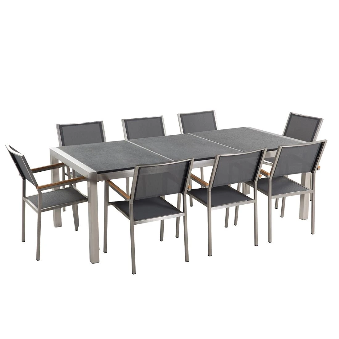 Beliani - GROSSETO - Tuinset Voor 8 - Donkergrijs - Graniet 3 Beliani - GROSSETO - Tuinset Voor 8 - Donkergrijs - Graniet