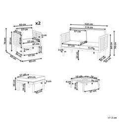 Beliani - BARATTI - Loungeset Voor 4 - Lichte Houtkleur - Acaciahout 23 Beliani - BARATTI - Loungeset Voor 4 - Lichte Houtkleur - Acaciahout -Tuinproducten 9528001