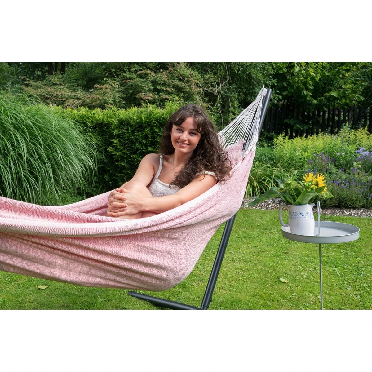 Tropilex® Hangmat Met Standaard Eénpersoons Easy & Natural Pink Roze 10 Tropilex® Hangmat Met Standaard Eénpersoons Easy & Natural Pink Roze - Afbeelding 8