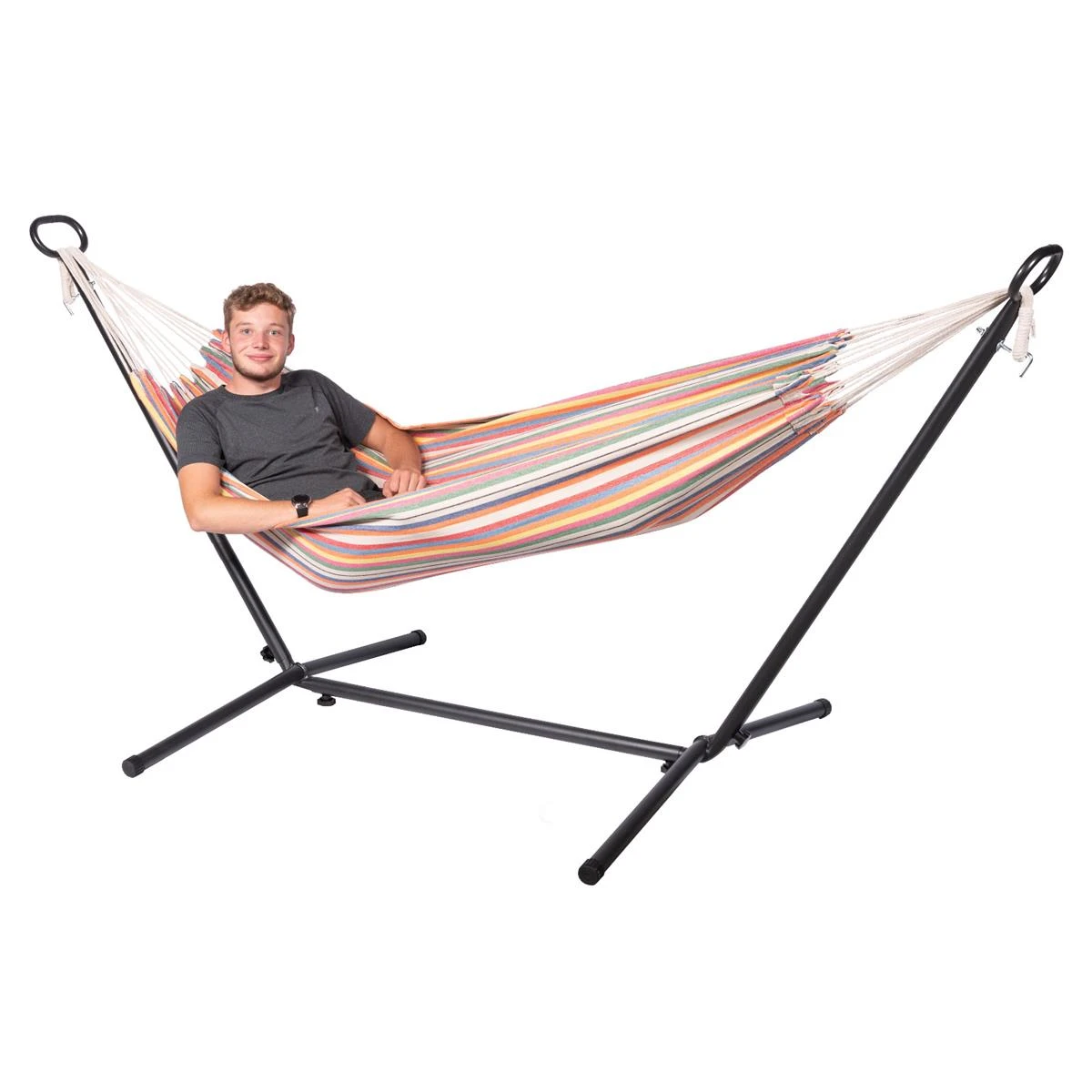 123Hammock Hangmatstandaard Eénpersoons Space Saver Zwart 5 123Hammock Hangmatstandaard Eénpersoons Space Saver Zwart - Afbeelding 3