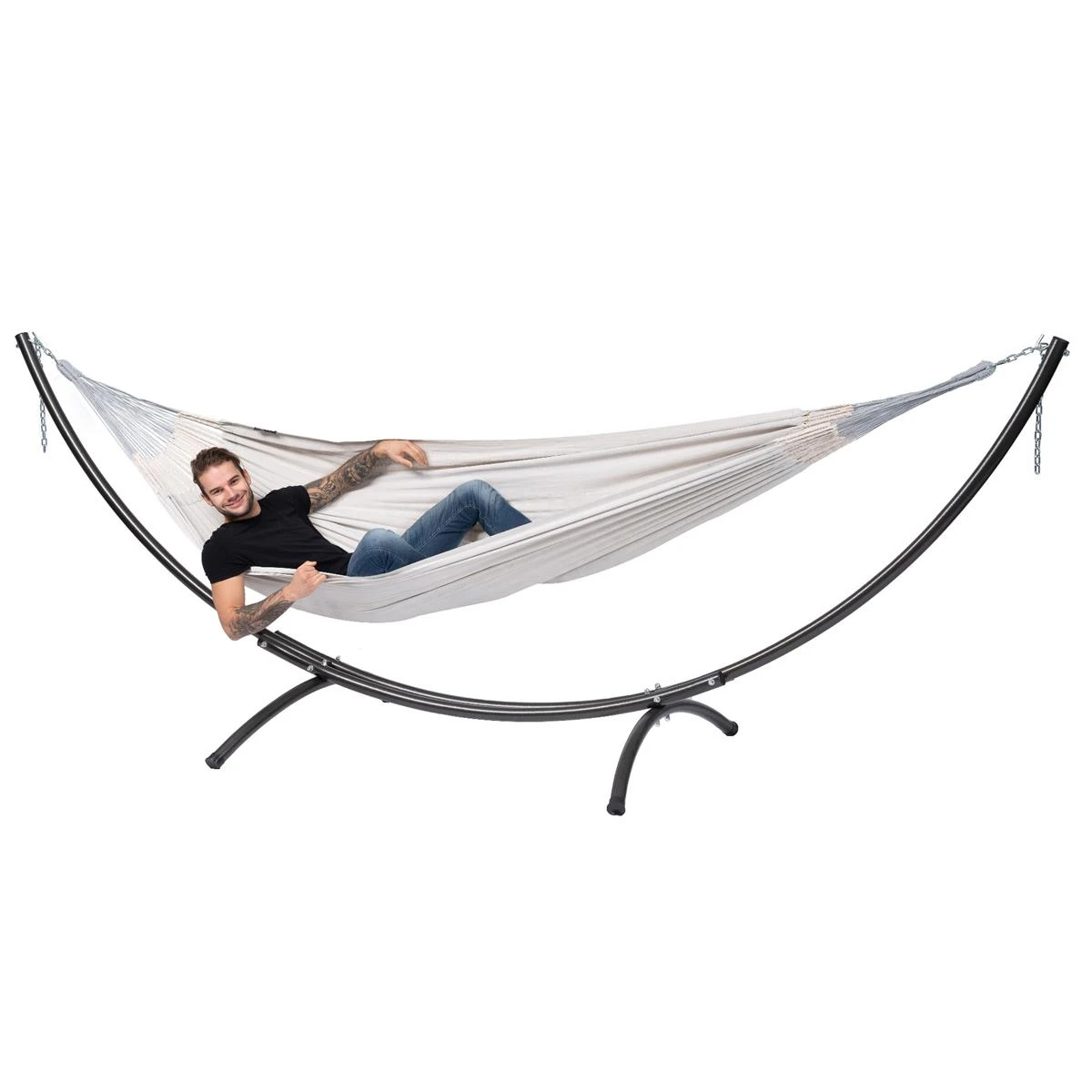 Hangmat Met Standaard Tweepersoons 'Arc & Comfort' Pearl 7 Hangmat Met Standaard Tweepersoons 'Arc & Comfort' Pearl - Afbeelding 5