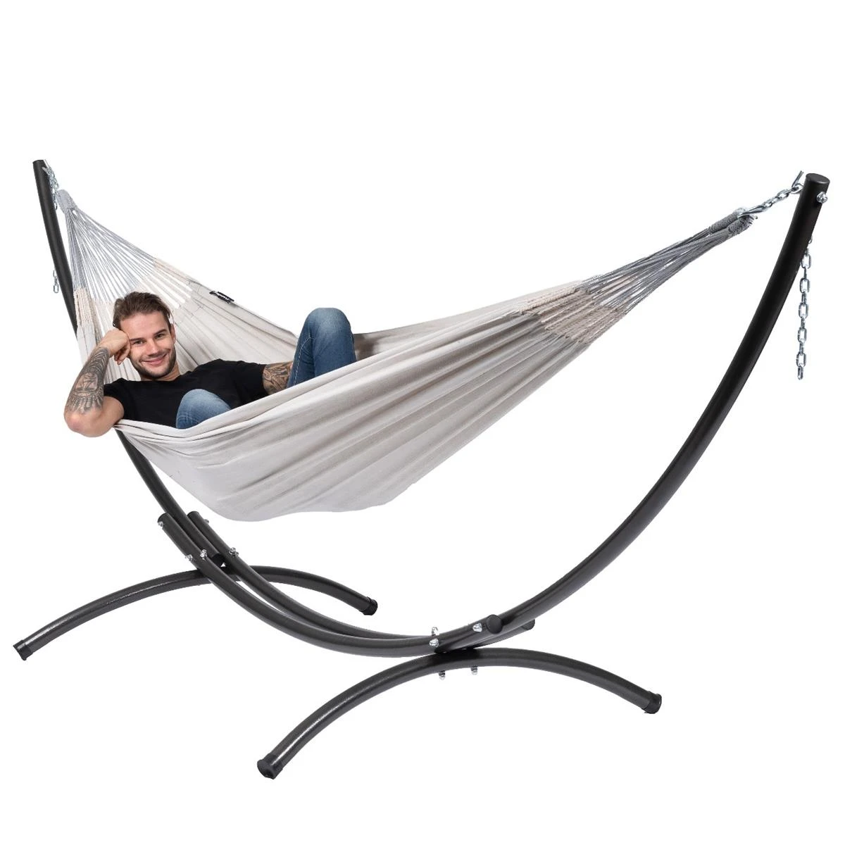 Hangmat Met Standaard Tweepersoons 'Arc & Comfort' Pearl 8 Hangmat Met Standaard Tweepersoons 'Arc & Comfort' Pearl - Afbeelding 6