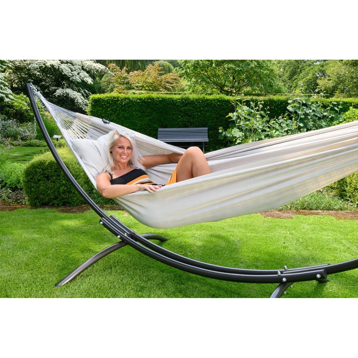 Hangmat Met Standaard Tweepersoons 'Arc & Comfort' Pearl 9 Hangmat Met Standaard Tweepersoons 'Arc & Comfort' Pearl - Afbeelding 7