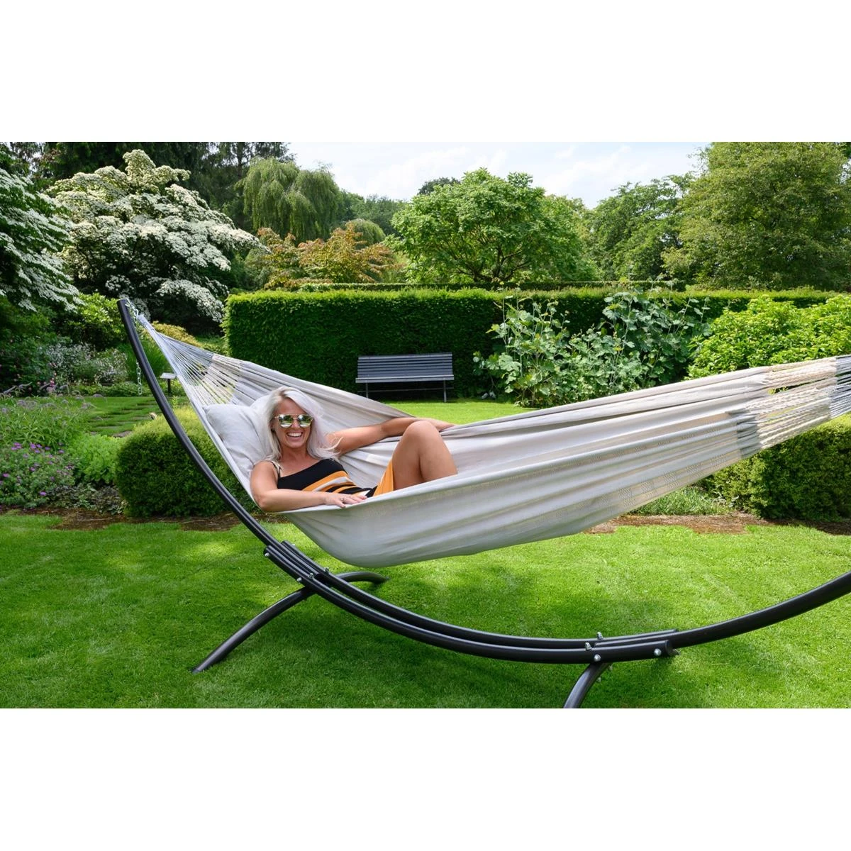 Hangmat Met Standaard Tweepersoons 'Arc & Comfort' Pearl 10 Hangmat Met Standaard Tweepersoons 'Arc & Comfort' Pearl - Afbeelding 8