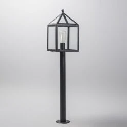 QAZQA Buitenlamp Paal Zwart 100 Cm - Amsterdam 22 QAZQA Buitenlamp Paal Zwart 100 Cm - Amsterdam -Tuinproducten 9605365