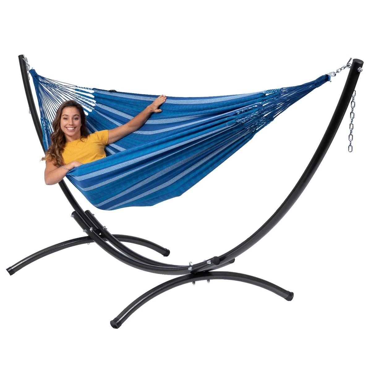 Tropilex® Hangmat Met Standaard Tweepersoons Arc & Chill Calm Blauw 7 Tropilex® Hangmat Met Standaard Tweepersoons Arc & Chill Calm Blauw - Afbeelding 5