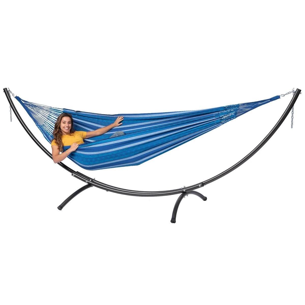 Tropilex® Hangmat Met Standaard Tweepersoons Arc & Chill Calm Blauw 8 Tropilex® Hangmat Met Standaard Tweepersoons Arc & Chill Calm Blauw - Afbeelding 6