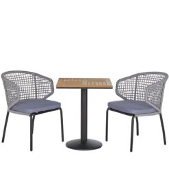 Beliani - PALMI - Bistroset Voor 2 - Grijs - Staal