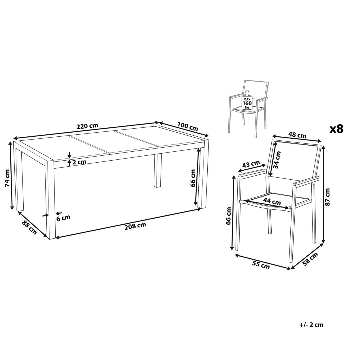 Beliani - GROSSETO - Tuinset Voor 8 - Lichtgrijs - Graniet 13 Beliani - GROSSETO - Tuinset Voor 8 - Lichtgrijs - Graniet - Afbeelding 11