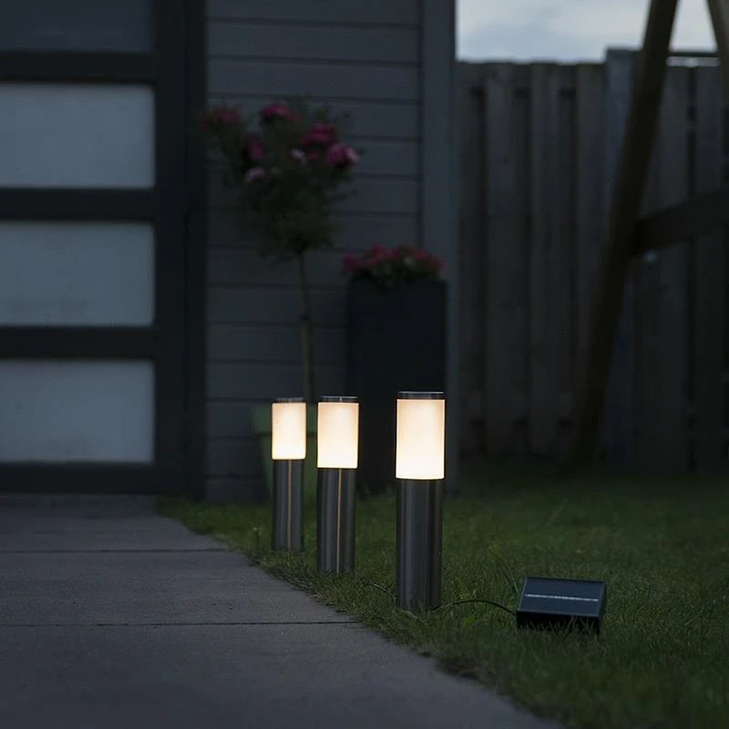 QAZQA Set Van 3 Prikspots Staal Incl. LED IP44 Solar- Rox 4 QAZQA Set Van 3 Prikspots Staal Incl. LED IP44 Solar- Rox - Afbeelding 2
