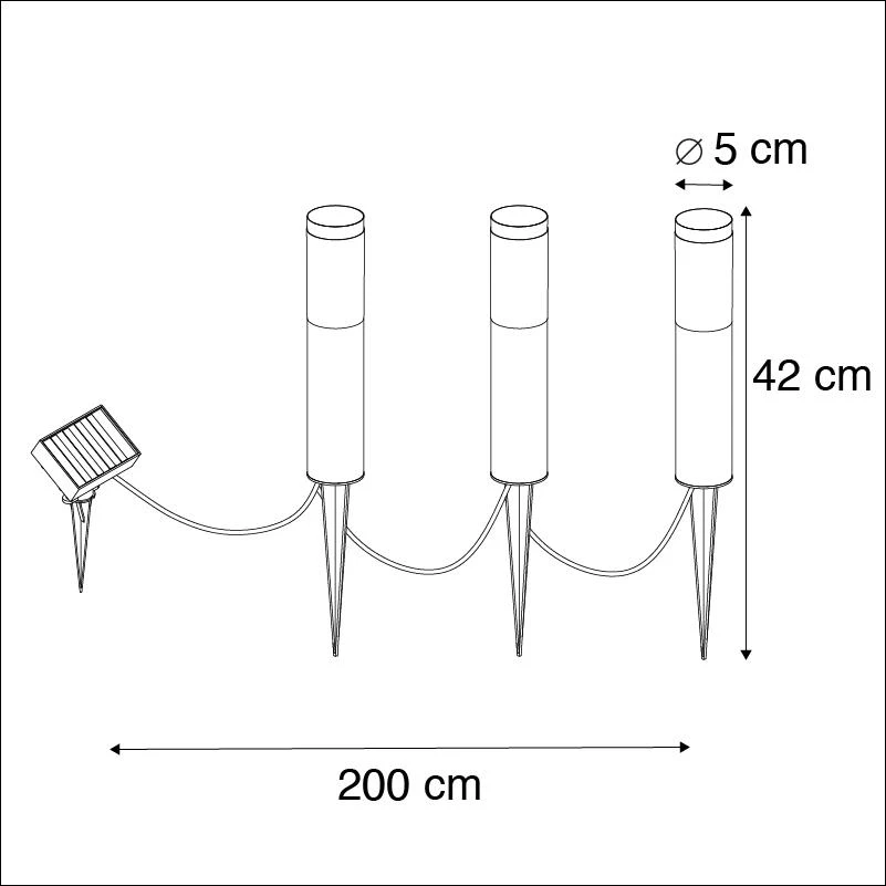 QAZQA Set Van 3 Prikspots Staal Incl. LED IP44 Solar- Rox 8 QAZQA Set Van 3 Prikspots Staal Incl. LED IP44 Solar- Rox - Afbeelding 6