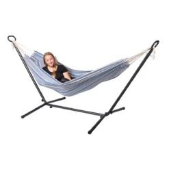 123Hammock Hangmat Met Standaard Eénpersoons Rustic Single Blauw -Tuinproducten 9710753