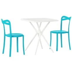 Beliani - SERSALE|CAMOGLI - Bistroset Voor 2 - Blauw|Wit - Synthetisch