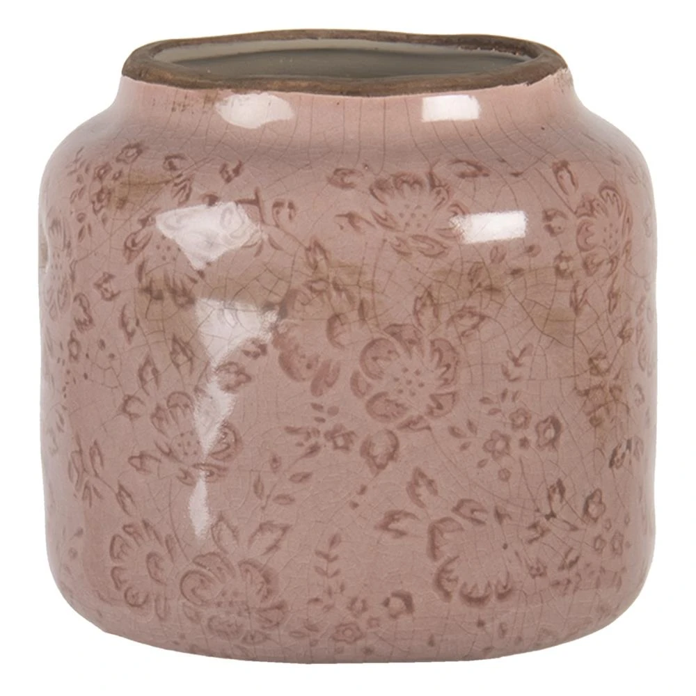Clayre & Eef Bloempot Ø 14x13 Cm Roze Keramiek Rond Bloempot Binnen 3 Clayre & Eef Bloempot Ø 14x13 Cm Roze Keramiek Rond Bloempot Binnen