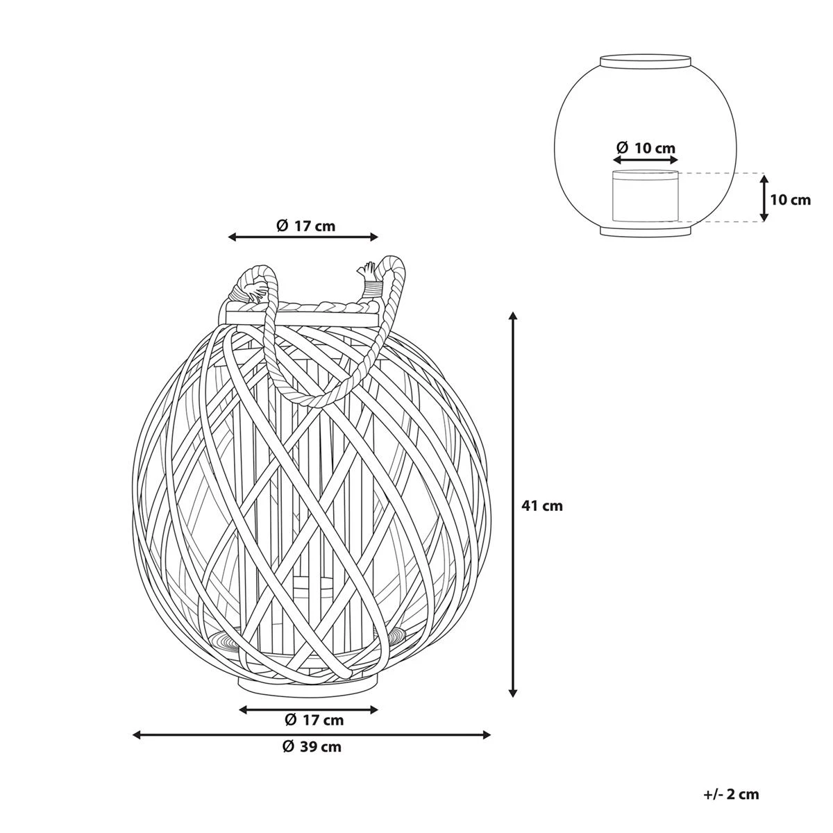Beliani - SAMOA - Lantaarn - Zwart - Wilgenhout 9 Beliani - SAMOA - Lantaarn - Zwart - Wilgenhout - Afbeelding 7