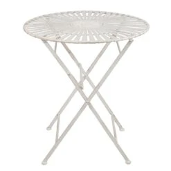 Clayre & Eef Bistroset Bistrotafel Bistrostoel 3-delig Ø 70x76 Cm Wit 11 Clayre & Eef Bistroset Bistrotafel Bistrostoel 3-delig Ø 70x76 Cm Wit -Tuinproducten 9790627