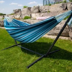 Vivere Combo - Dubbele Hangmat Met Standaard - Blue Lagoon 10 Vivere Combo - Dubbele Hangmat Met Standaard - Blue Lagoon -Tuinproducten 9806788