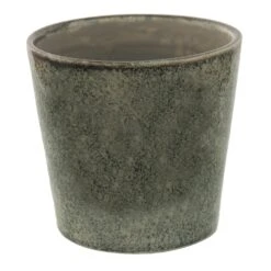 Clayre & Eef Bloempot Ø 12x10 Cm Groen Keramiek Rond Bloempot Binnen