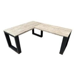 Wood4you - Hoekbureau - New Orleans Steigerhout 200|160Lx70Dx75H Zwart -Tuinproducten 9914448