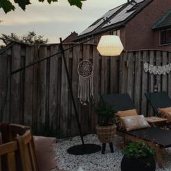 QAZQA Design Buiten Vloerlamp Zwart Met Witte Kap IP44 - Robbert -Tuinproducten 9925320