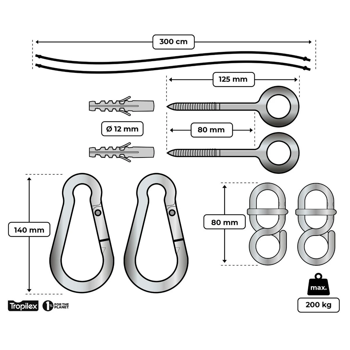 Tropilex® Hangmatbevestiging Complete White Wit | Ecru 10 Tropilex® Hangmatbevestiging Complete White Wit | Ecru - Afbeelding 8
