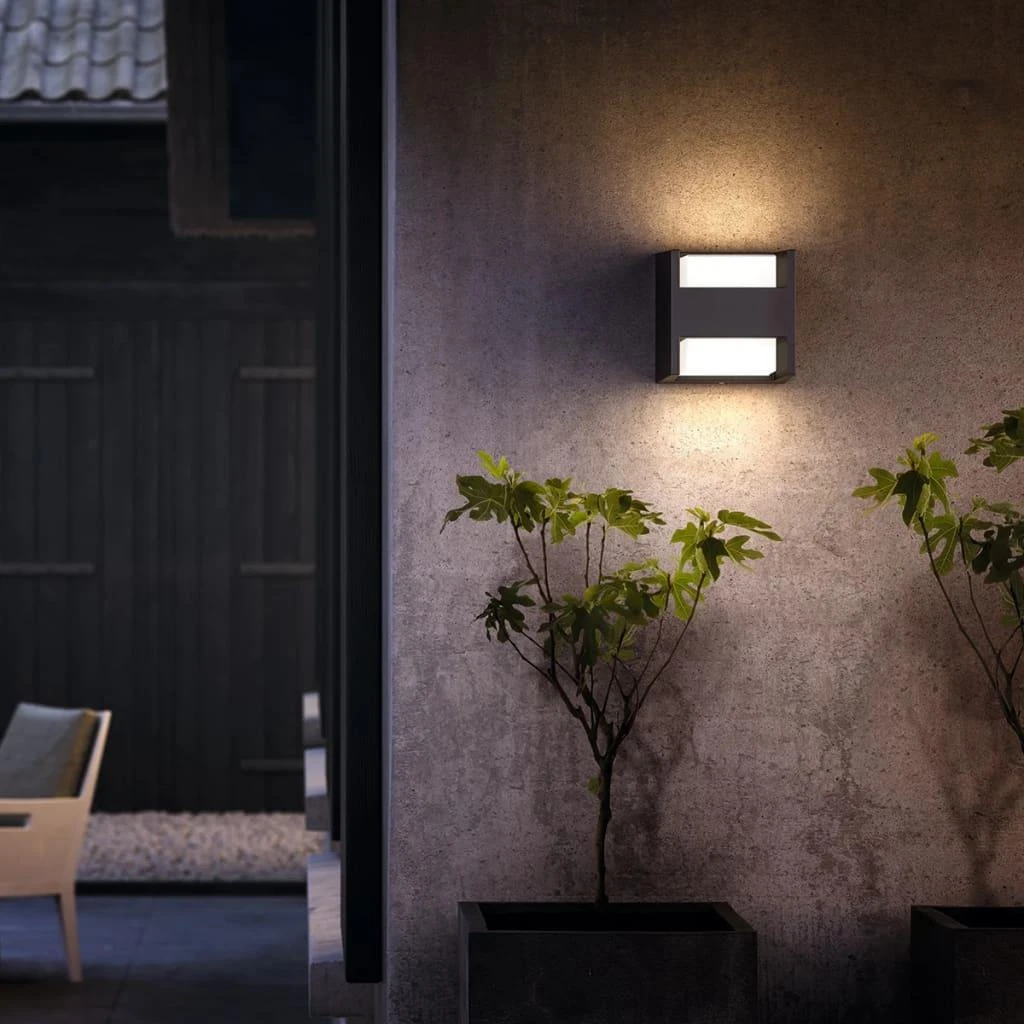 Philips ARBOUR Wandlamp LED 2x4,5W|400lm Antraciet 4 Philips ARBOUR Wandlamp LED 2x4,5W|400lm Antraciet - Afbeelding 2