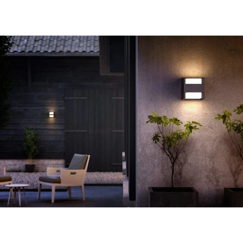 Philips ARBOUR Wandlamp LED 2x4,5W|400lm Antraciet 6 Philips ARBOUR Wandlamp LED 2x4,5W|400lm Antraciet - Afbeelding 4